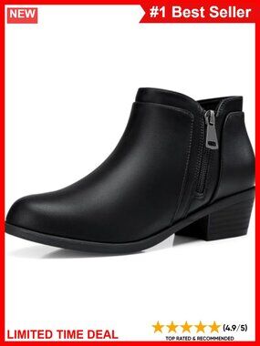 Ankle Boots Comfortable Low Block Heel Chunky Booties Commuting Office Wear